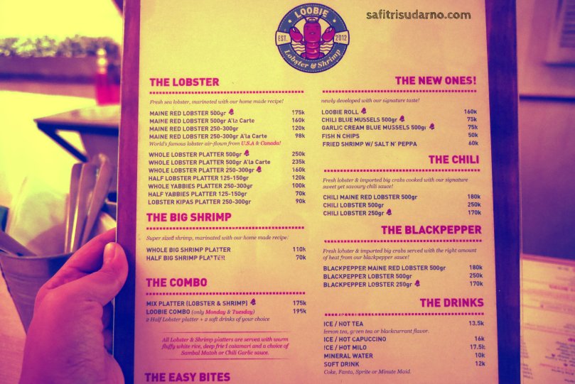 daftar menu lobbie lobster