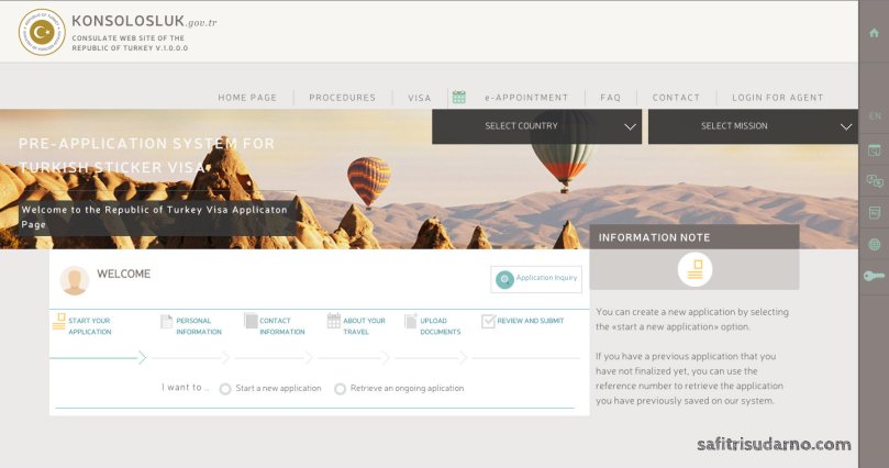 pre-application system of turkish sticker visa 
