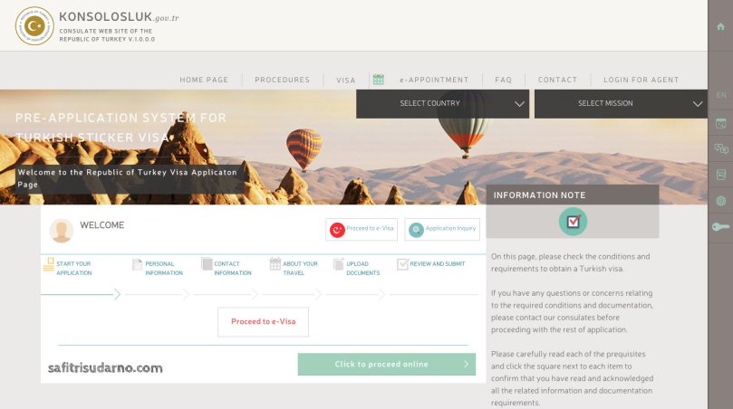 pre-application system of turkish sticker visa