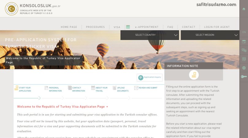 pre-application system of turkish sticker visa