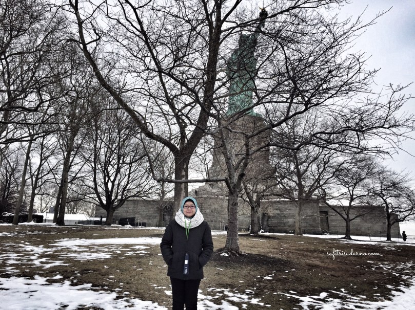 behind Liberty Statue